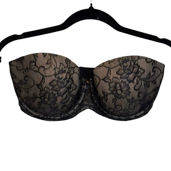 Natori Other - Natori Calais Strapless Bra Womens 32DDD Black Lace Mesh Underwired Convertible